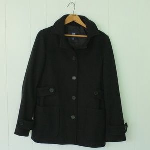 Gap Coat | Black Wool Hooded Coat | Black Coat
